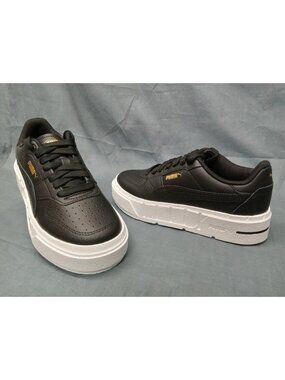 Puma Cali Court Lth Jr Sneakers Black White Girls Size 4.5 NEW IN BOX!